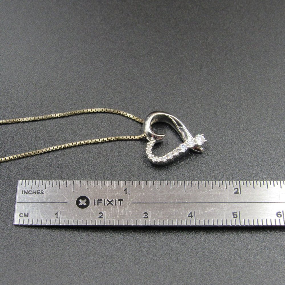 18" Sterling Cubic Zirconia Heart Love Necklace - Picture 5 of 6